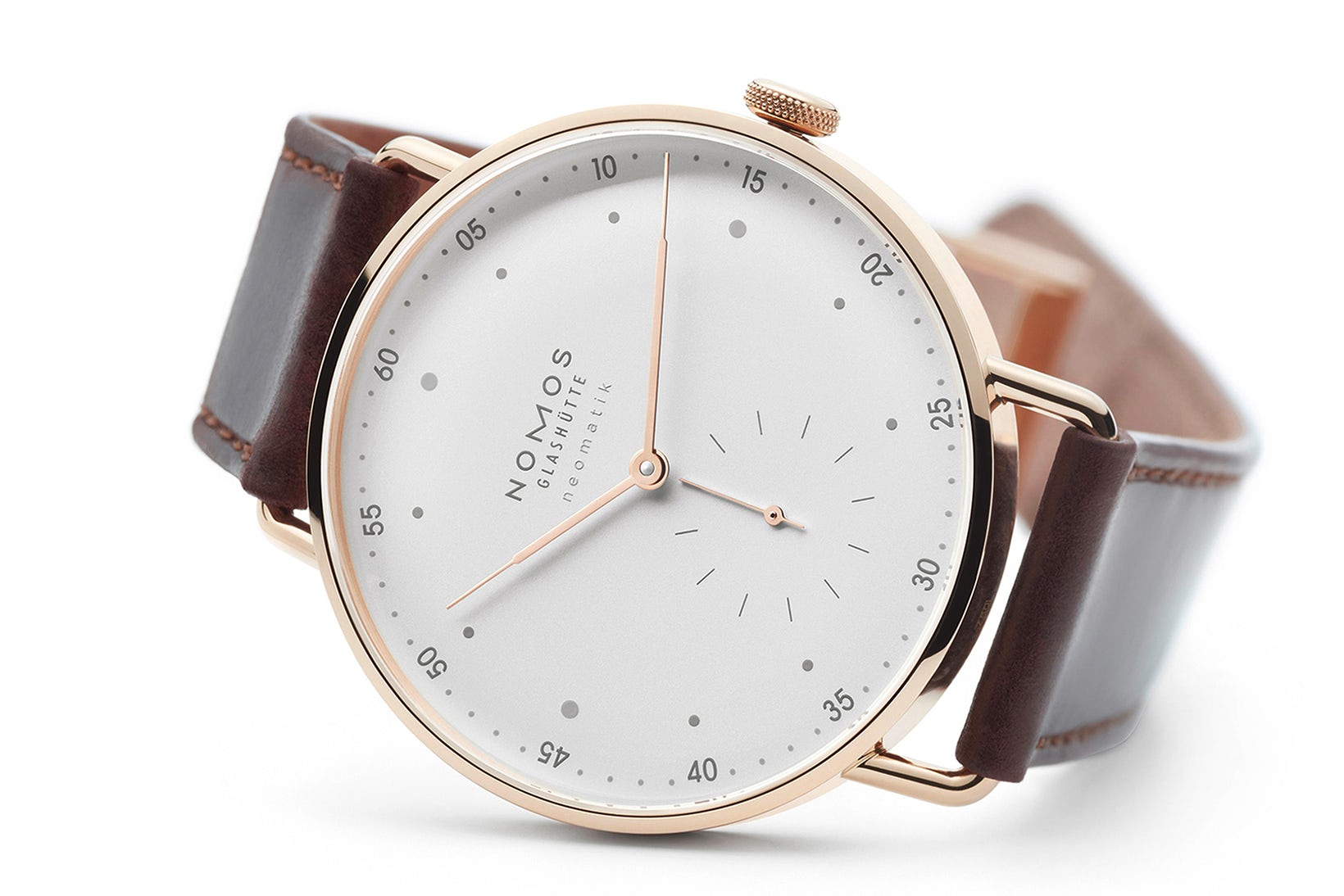 Now the Nomos Metro is available in solid 18k rose gold